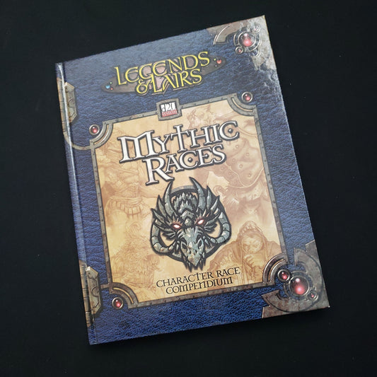 Image shows the front cover of the Legends & Lairs: Mythic Races roleplaying game book