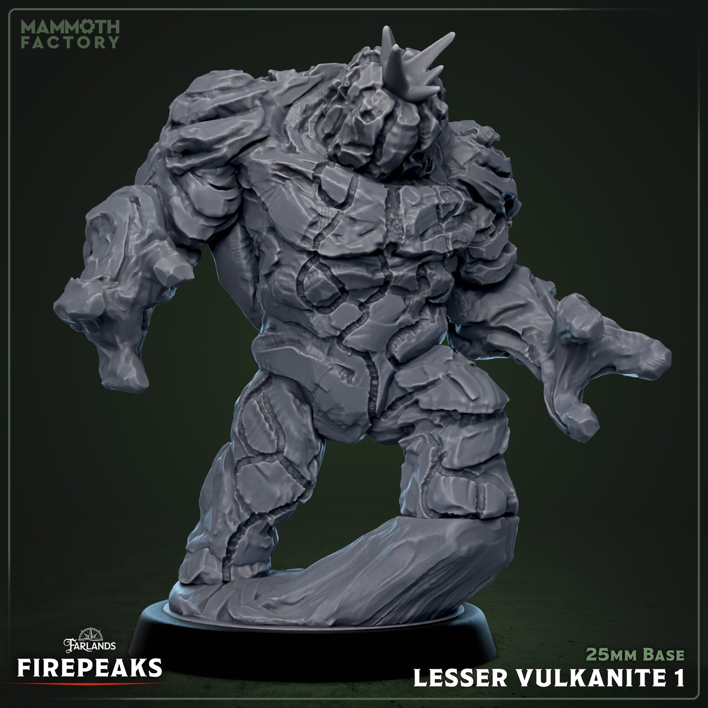 Image shows a 3D render of a stone golem gaming miniature.