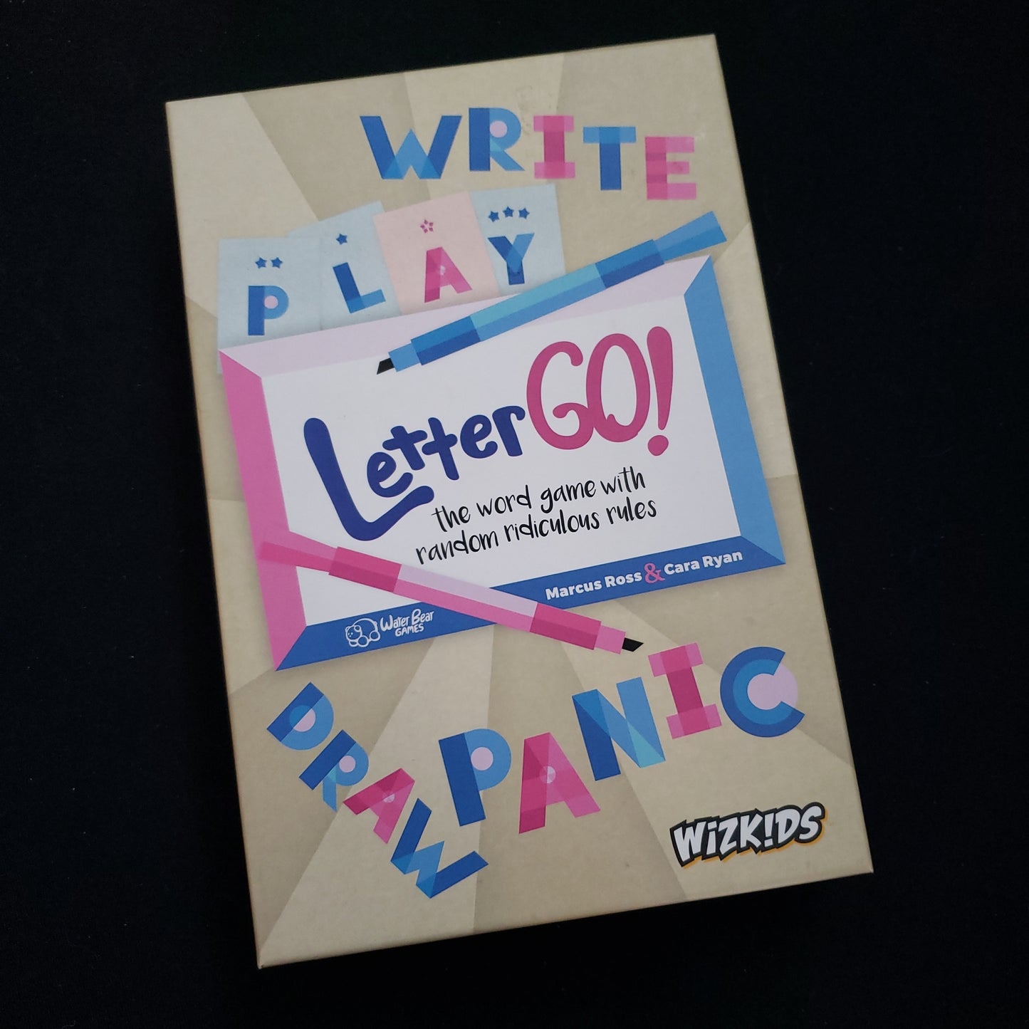 Image shows the front cover of the box of the Letter GO! card game
