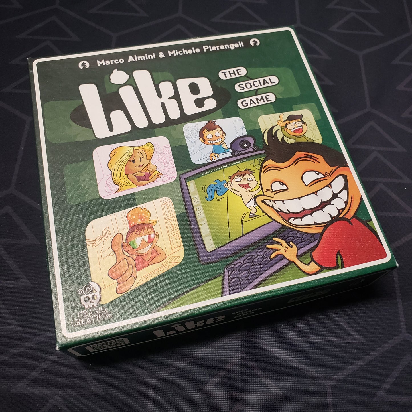 Image shows the front cover of the box for the Like: The Social Game card game