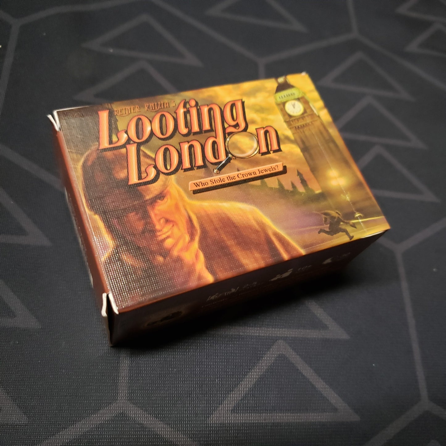 Image shows the front cover of the box of the Looting London card game