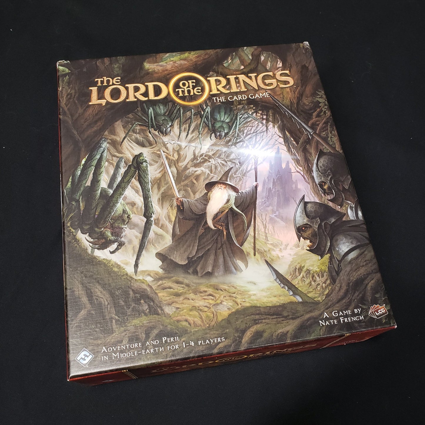 Image shows the front cover of the box of the Revised Core Set for the Lord of the RIngs card game