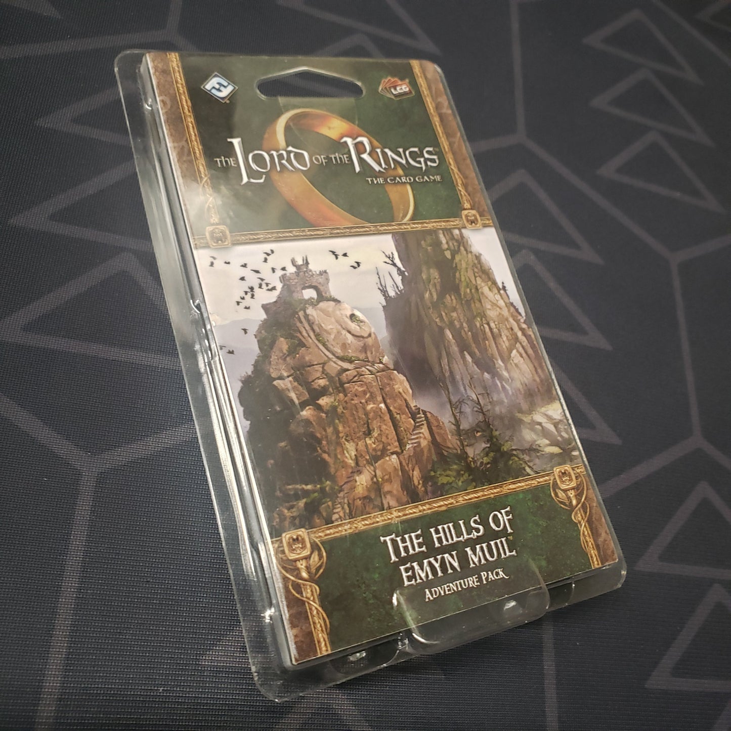 Image shows the front of the package for the Hills of Emyn Muil Adventure Pack for the Lord of the Rings card game