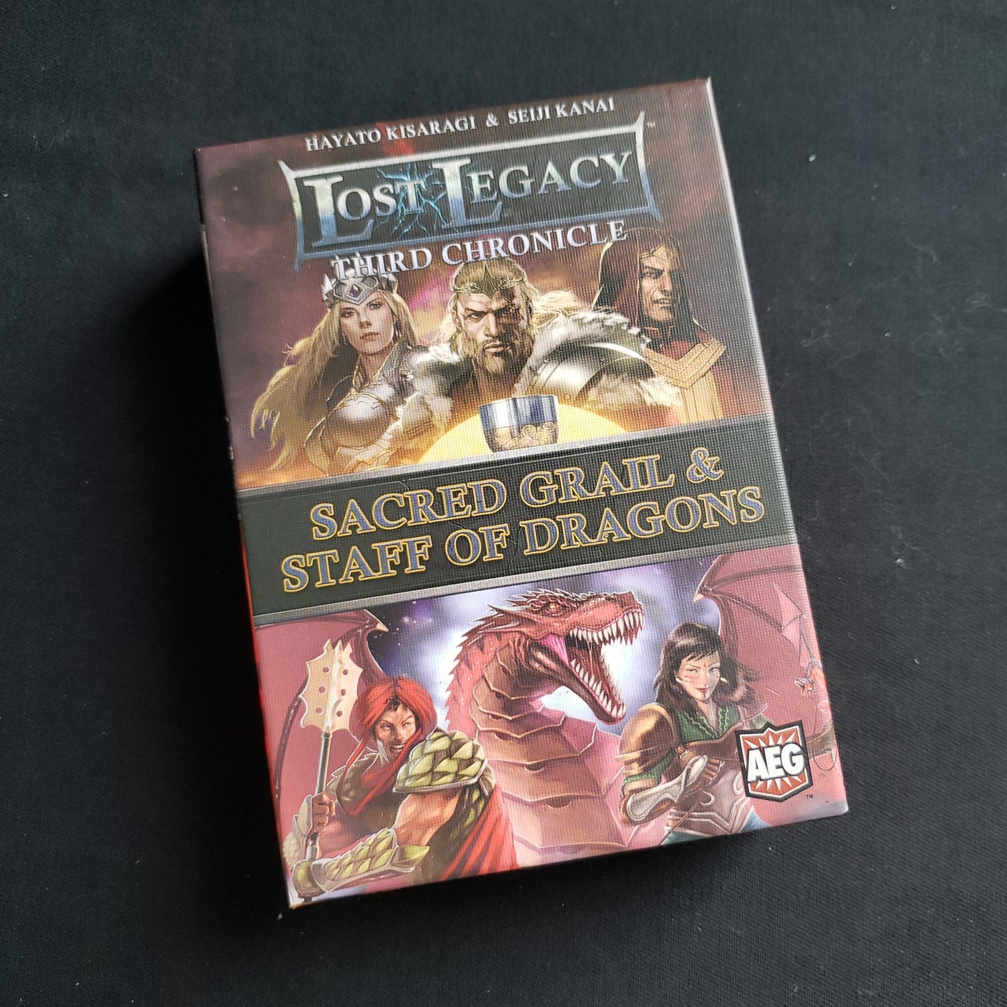 Image shows the front cover of the box of the Lost Legacy: Third Chronicle card game