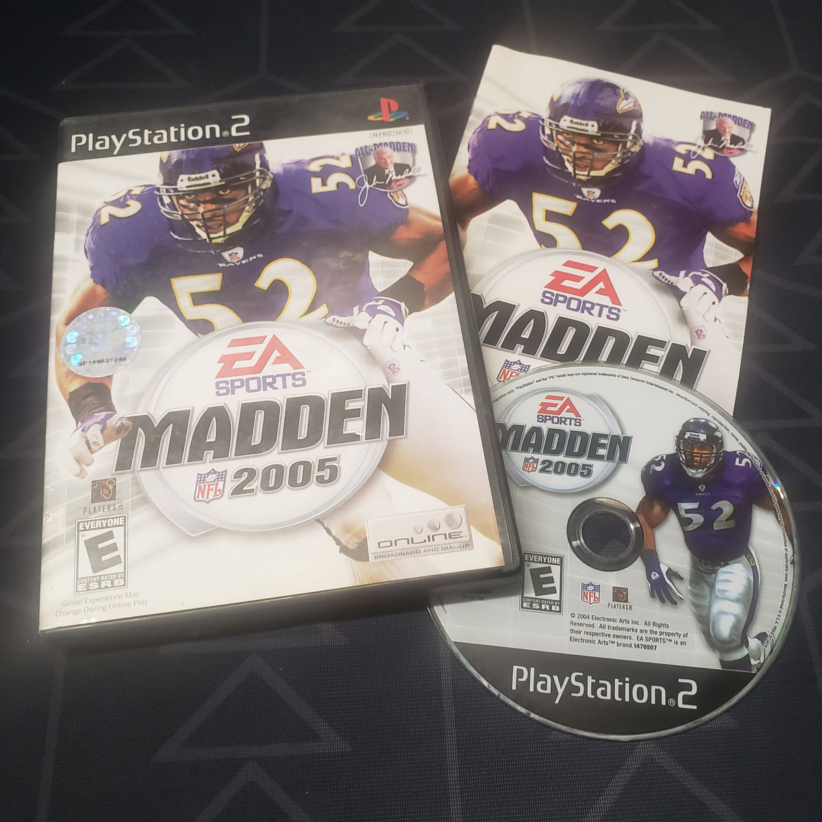 Image shows the case, manual and disc for the video game Madden NFL 2005 for Playstation 2