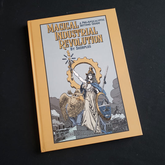 Image shows the front cover of the Magical Industrial Revolution roleplaying game book