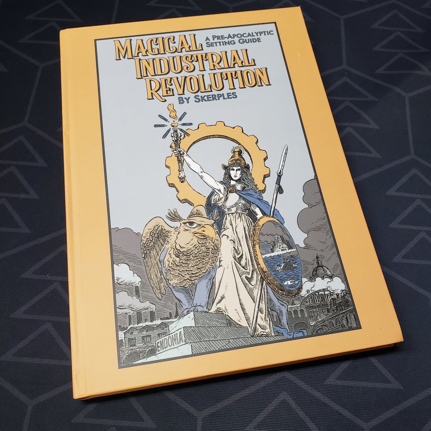 Image shows the front cover of the Magical Industrial Revolution roleplaying game book
