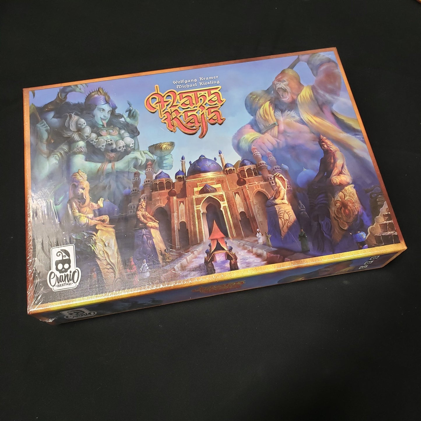 Image shows the front cover of the box of the Maharaja board game