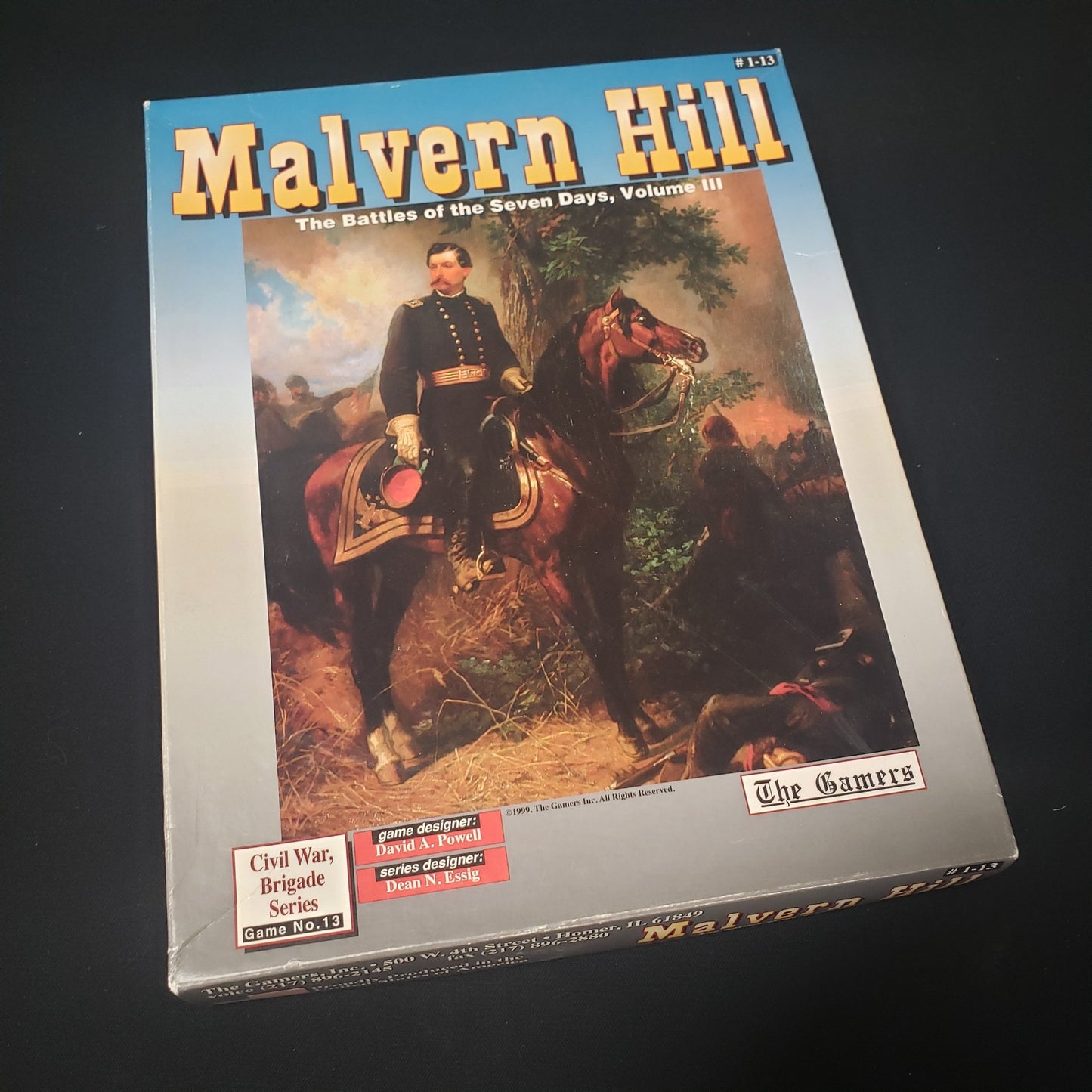 Image shows the front cover of the box of the Malvern Hill board game