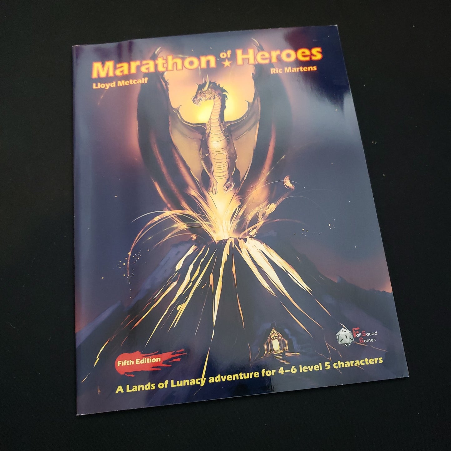 Image shows the front cover of the Marathon of Heroes roleplaying game book