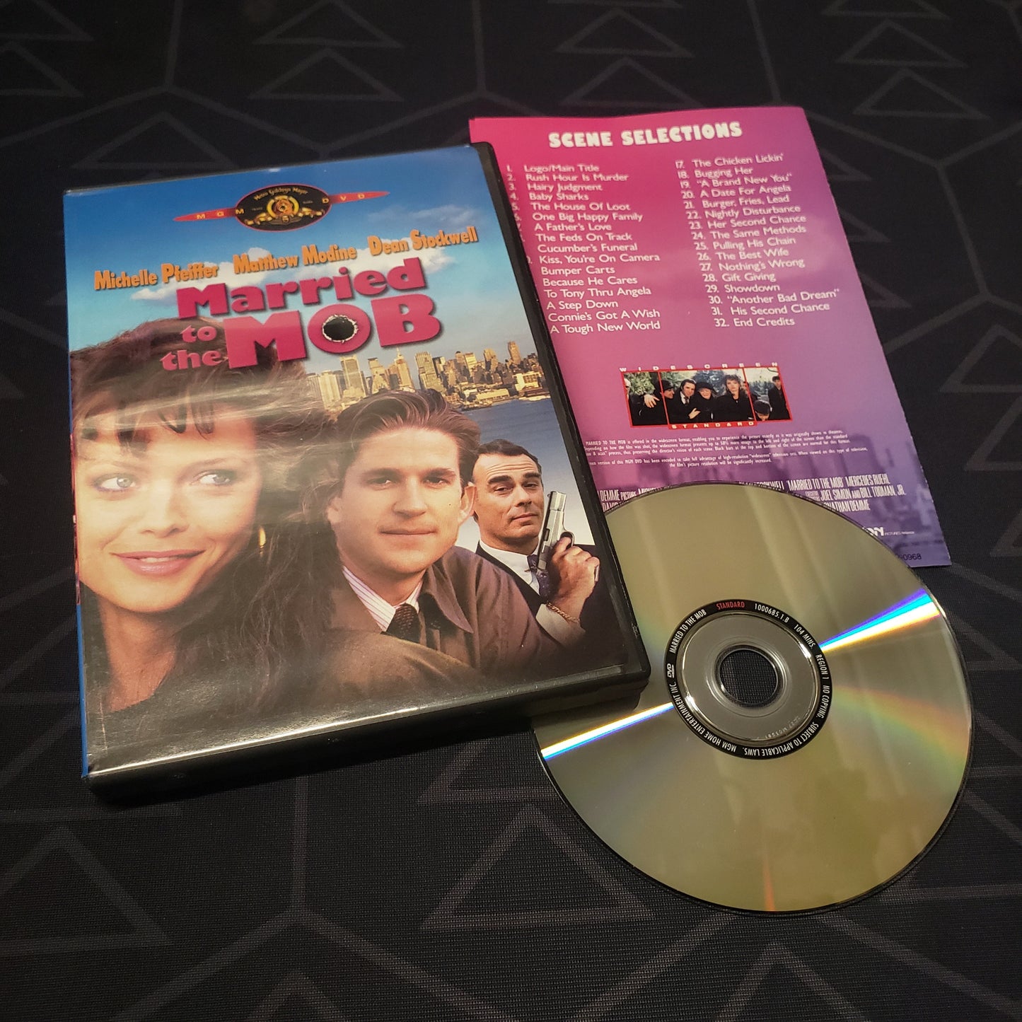 Image shows the case, insert & disc for the movie Married to the Mob on DVD