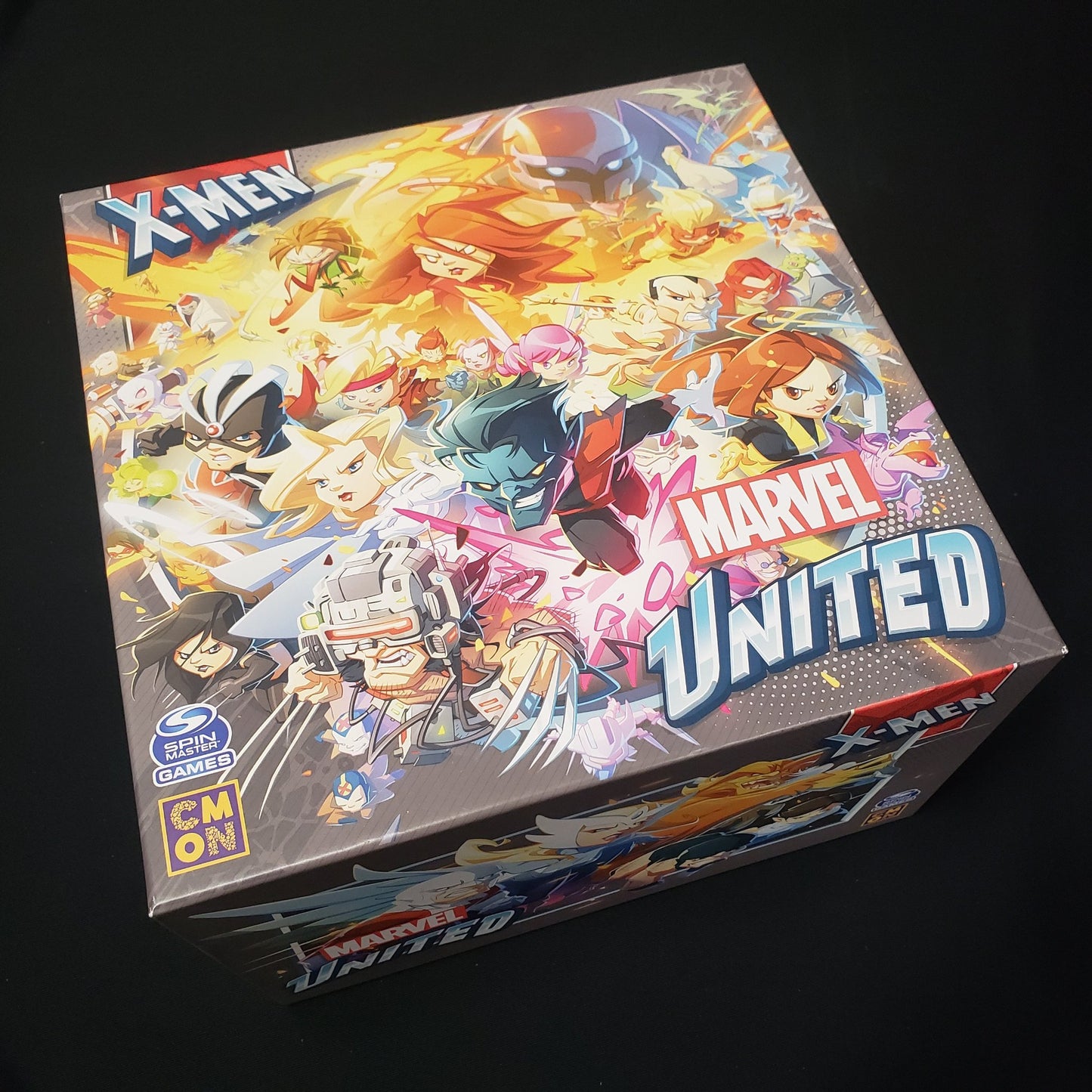 Image shows the front cover of the Kickstarter Promos Box for the Marvel United X-Men board game
