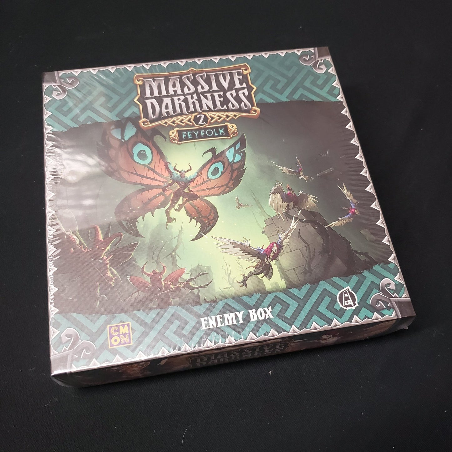 Image shows the front cover of the box of the Feyfolk Enemy Box expansion for the board game Massive Darkness 2: Hellscape