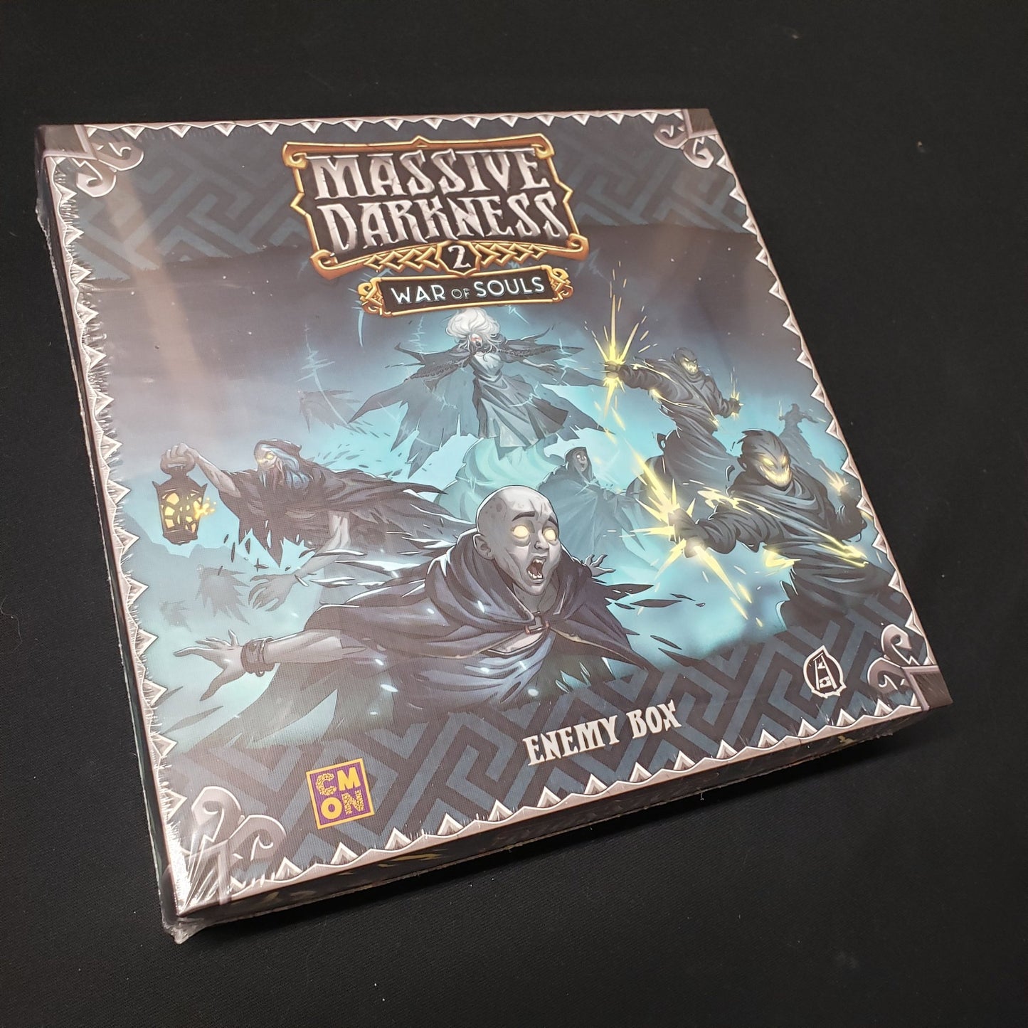 Image shows the front cover of the box of the War of Souls Enemy Box expansion for the board game Massive Darkness 2: Hellscape