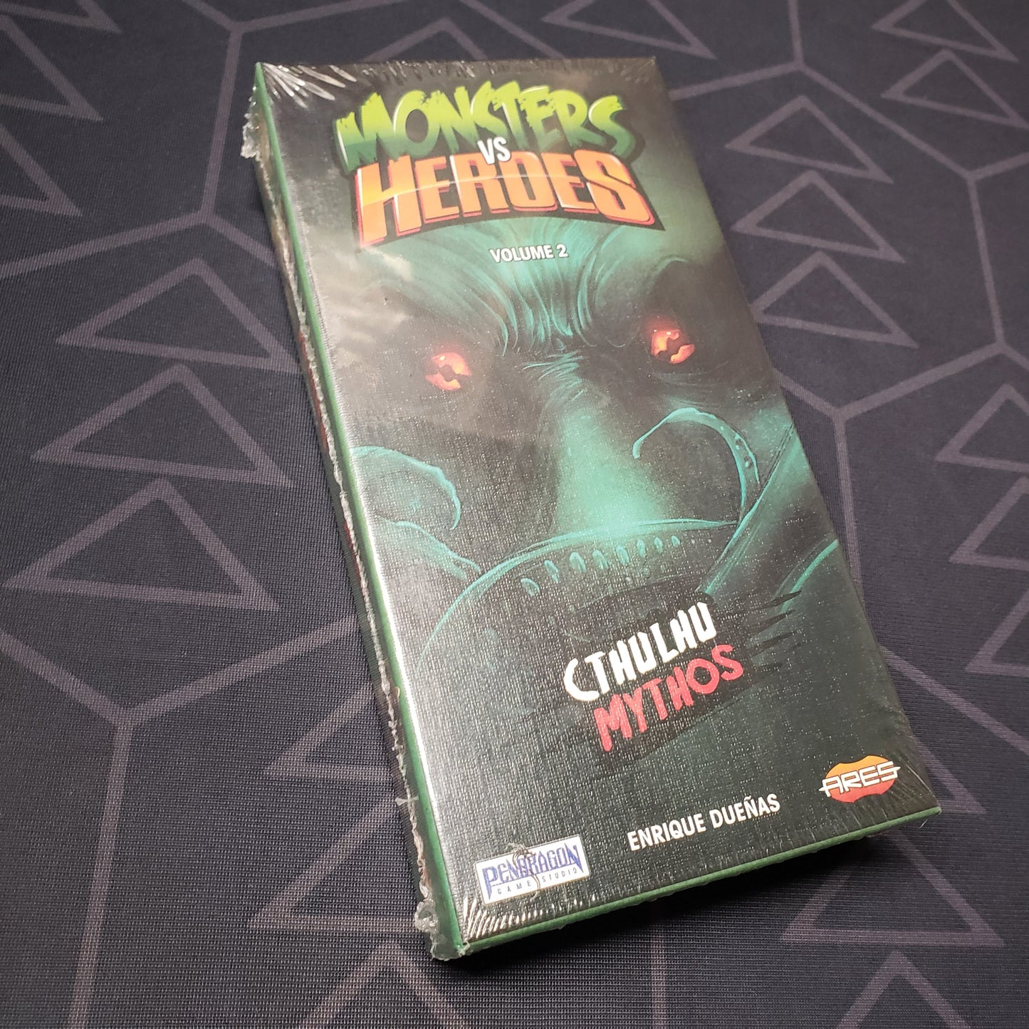 Image shows the front cover of the box for the Monsters vs Heroes: Volume 2 - Cthulhu Mythos card game