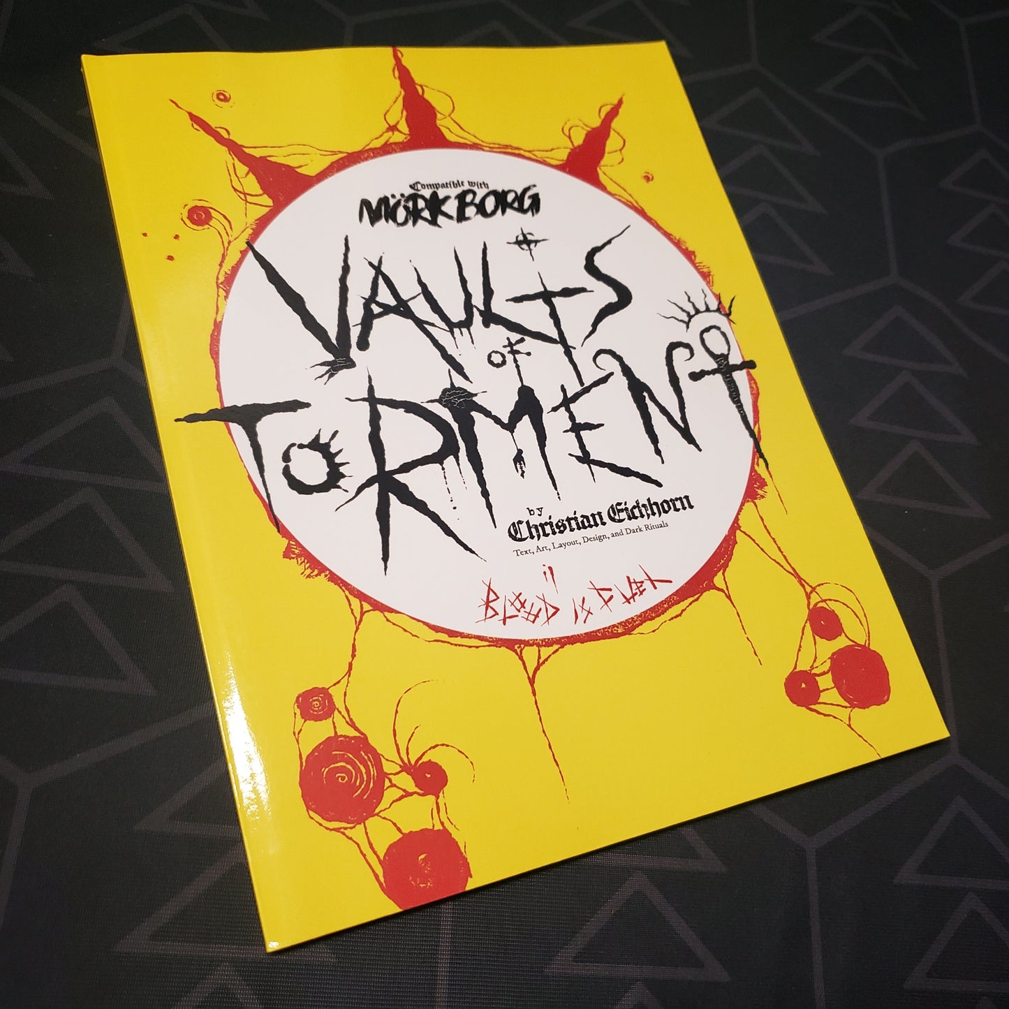 Image shows the front cover of the Vaults of Torment book for the roleplaying game Mork Borg