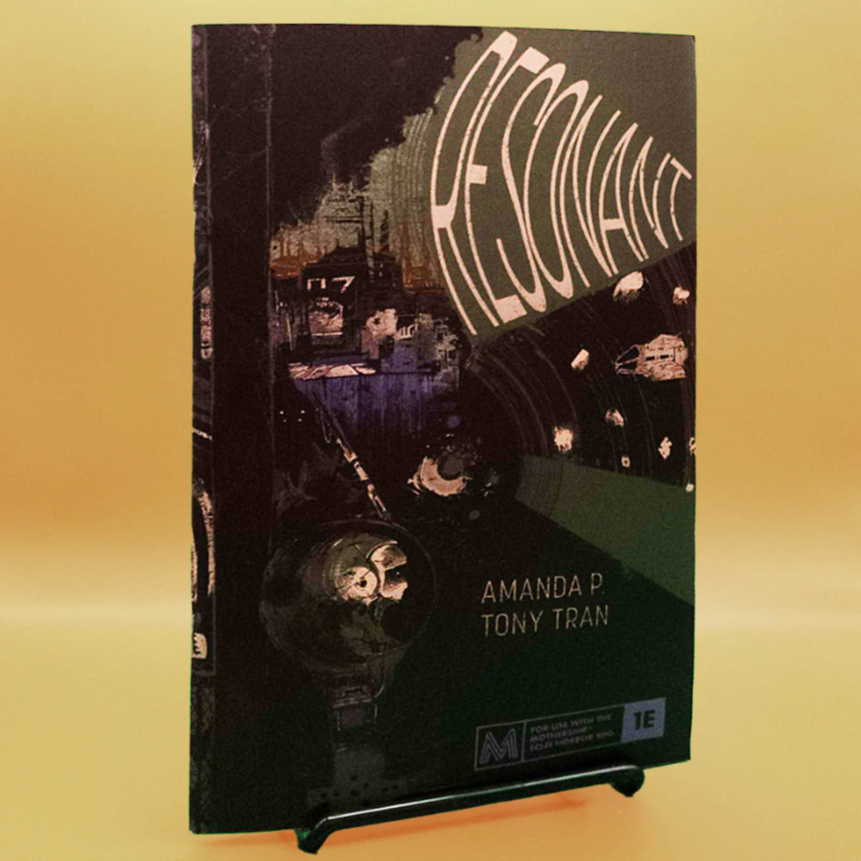 Image shows the front cover of the Resonant book for the Mothership roleplaying game