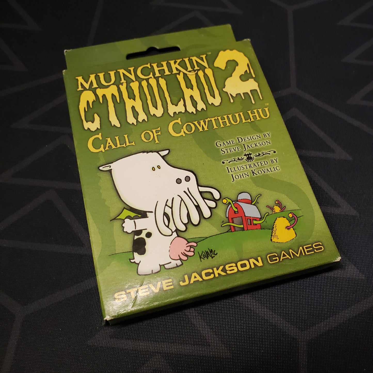 Image shows the front cover of the box of the Call of Cowthulhu expansion for the card game Munchkin Cthulhu