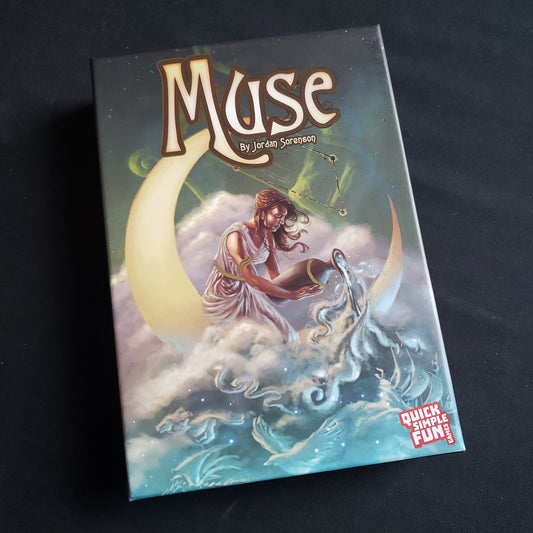 Image shows the front cover of the box of the Muse card game
