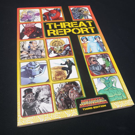 Image shows the front cover of the Threat Report book for the roleplaying game Mutants & Masterminds: Third Edition