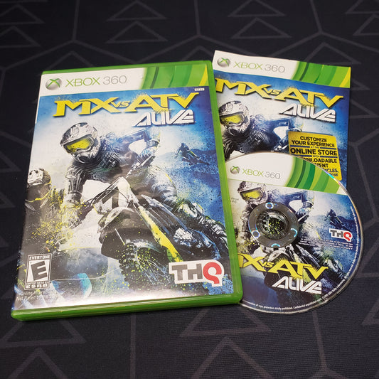 Image shows the case, manual & disc for the video game MX vs. ATV Alive for Xbox 360