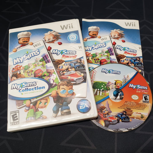 Image shows the case, manual & disc for the video game MySims Collection for Nintendo Wii