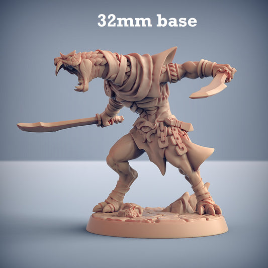 Image shows a 3D render of a yuan-ti soldier gaming miniature.