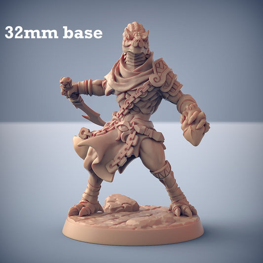 Image shows a 3D render of a yuan-ti soldier gaming miniature.
