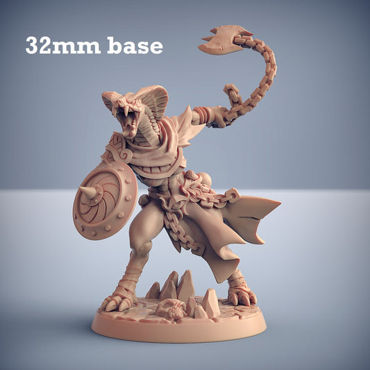 Image shows a 3D render of a yuan-ti soldier gaming miniature.