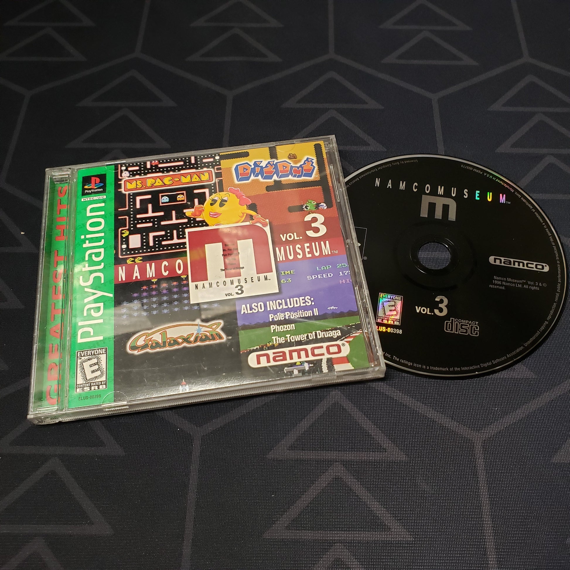 Image shows the case & disc for the video game Namco Museum Vol. 3 for Playstation 1
