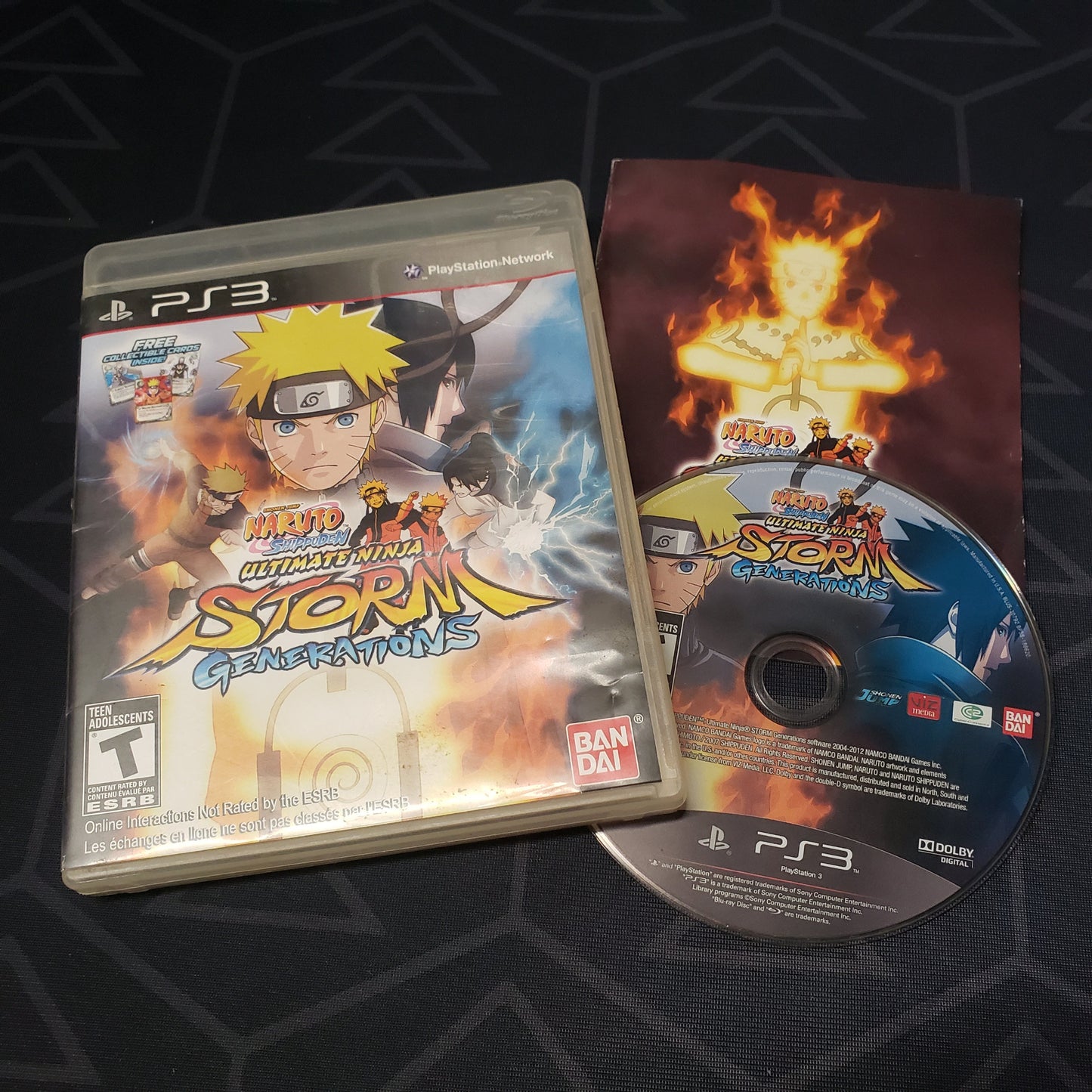 Image shows the case, manual & disc for the video game Naruto Shippuden: Ultimate Ninja Storm Generations for Playstation 3