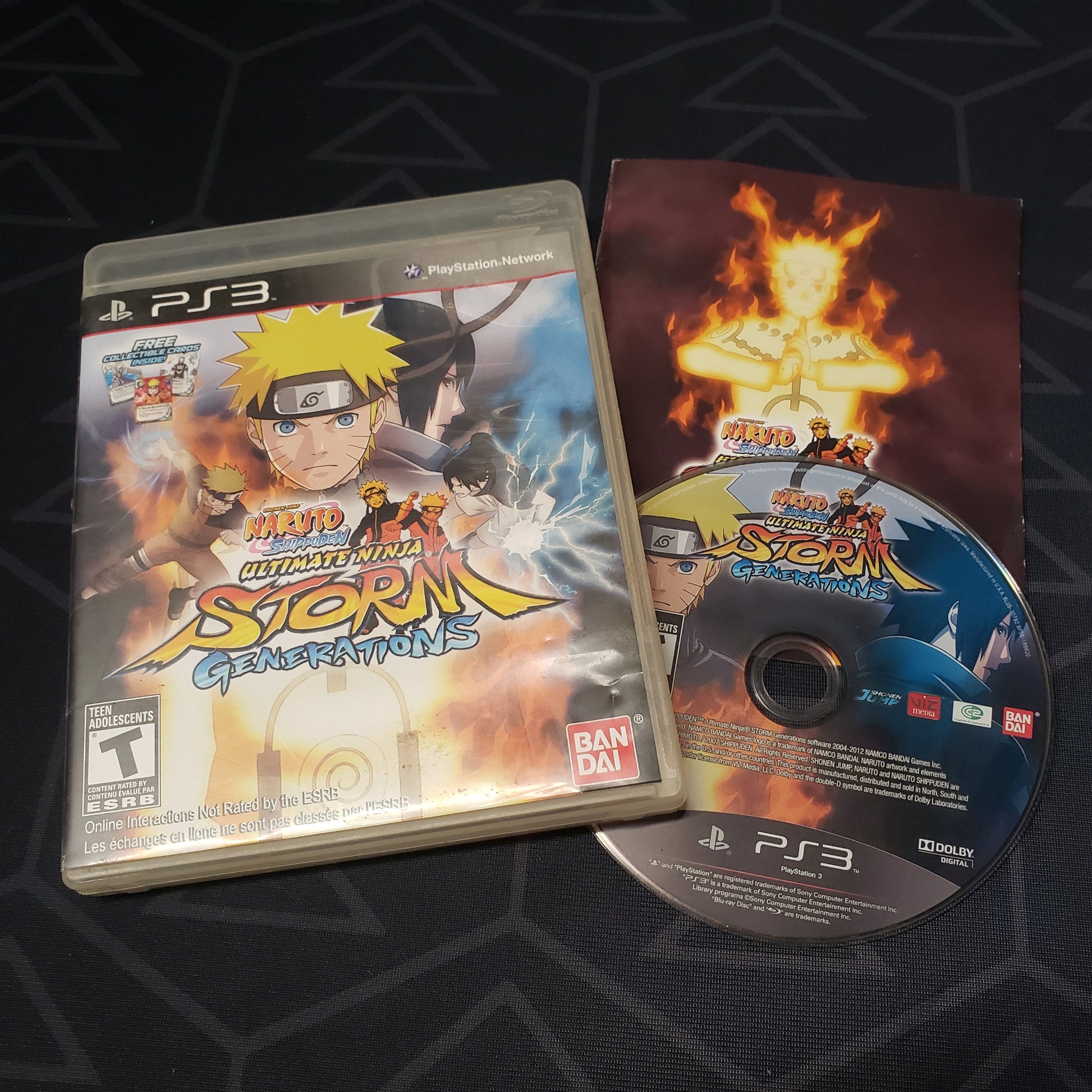 Image shows the case, manual & disc for the video game Naruto Shippuden: Ultimate Ninja Storm Generations for Playstation 3