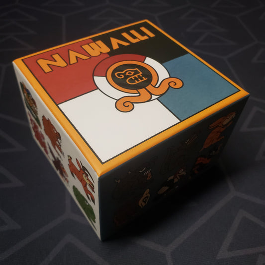 Image shows the front cover of the box for the NAWALLI card game