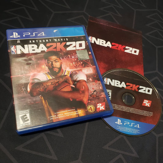 Image shows the case, manual and disc for the video game NBA 2K20 for Playstation 4