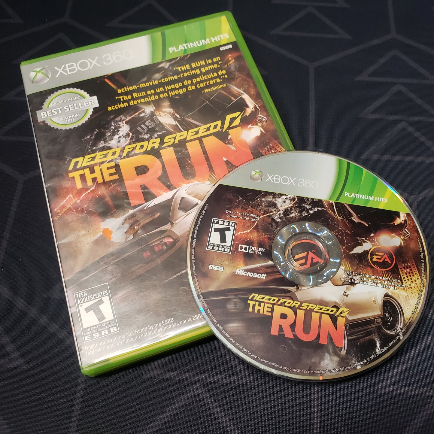 Image shows the case & disc for the video game Need For Speed: The Run for Xbox 360