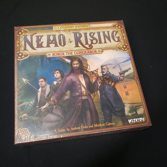 Image shows the front cover of the box of the Nemo Rising board game