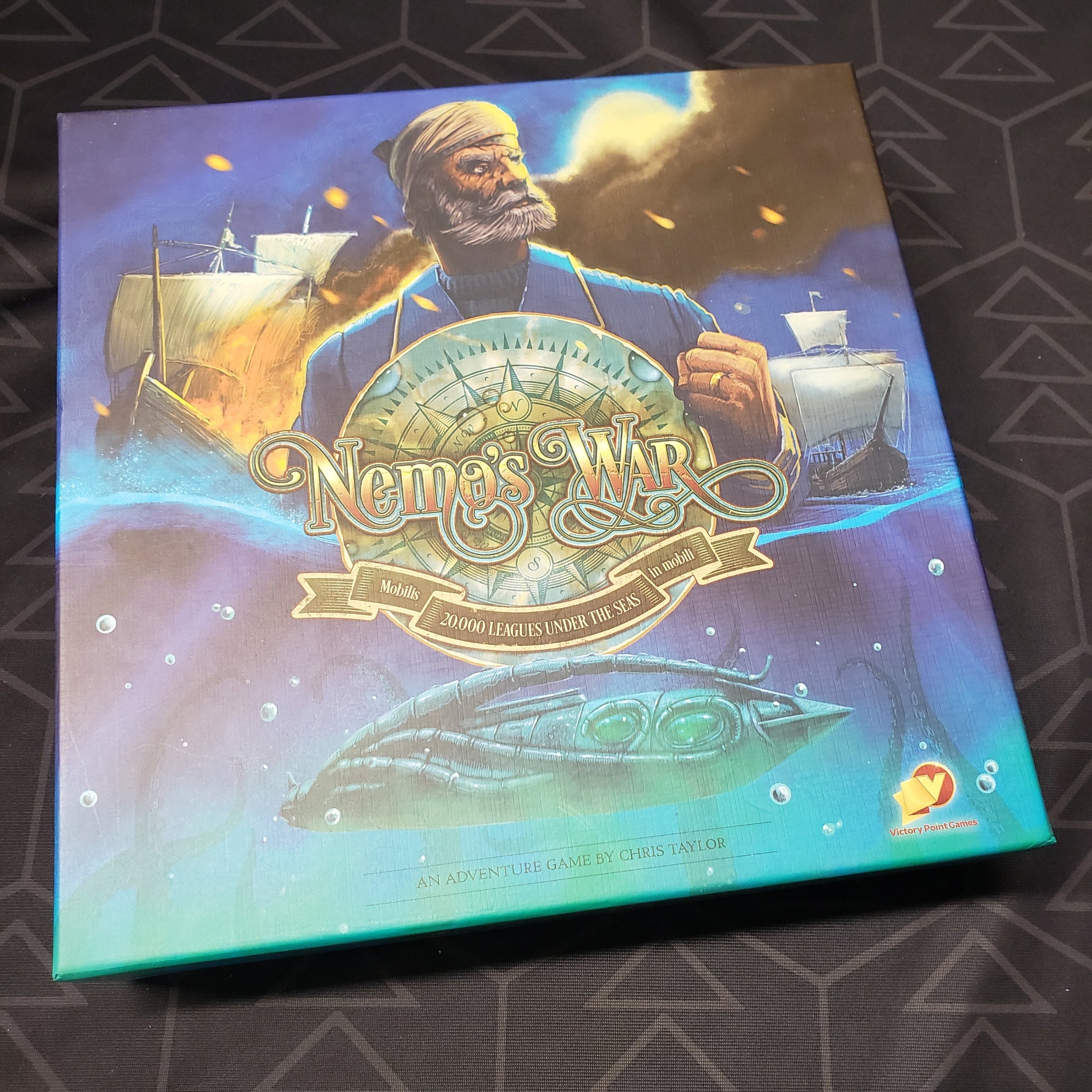 Image shows the front cover of the box of the Nemo's War board game