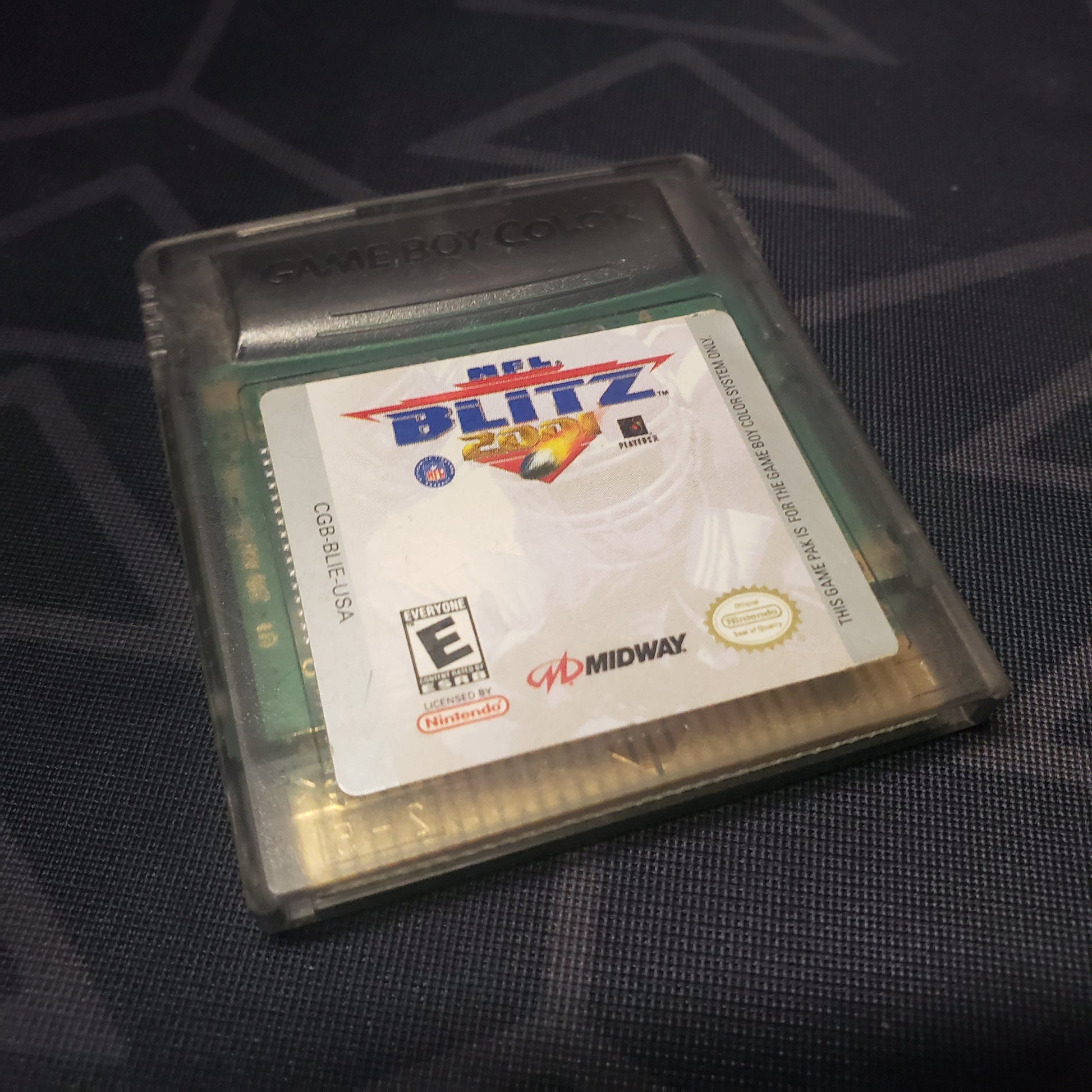 Image shows the front of the cartridge for the video game NFL Blitz 2001 for Nintendo Game Boy Color