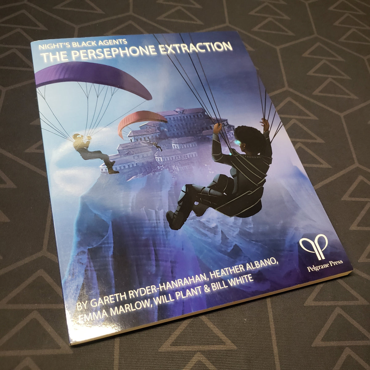 Image shows the front cover of the The Persephone Extraction book for the roleplaying game Night's Black Agents