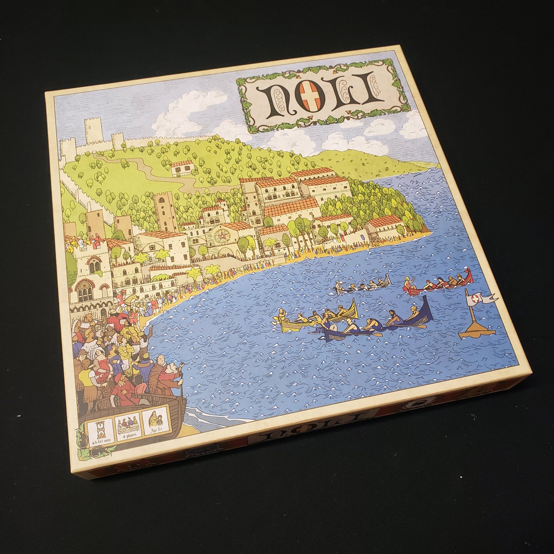 Image shows the front cover of the box of the Noli board game