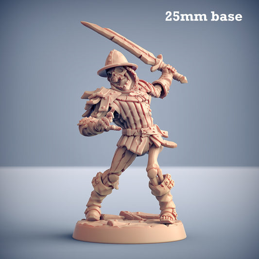 Image shows a 3D render or a skeleton warrior gaming miniature