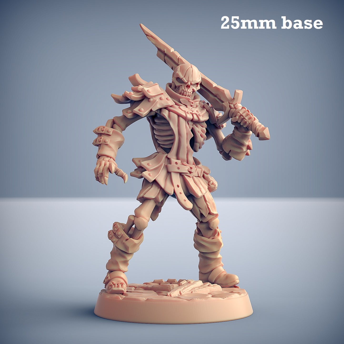 Image shows a 3D render or a skeleton warrior gaming miniature