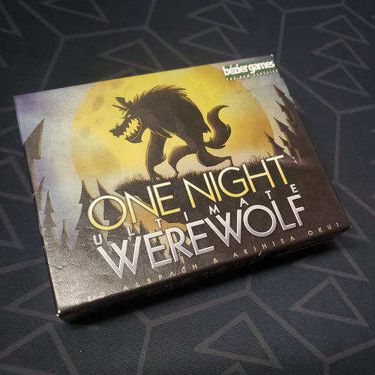 Image shows the front cover of the box of the One Night Ultimate Werewolf game
