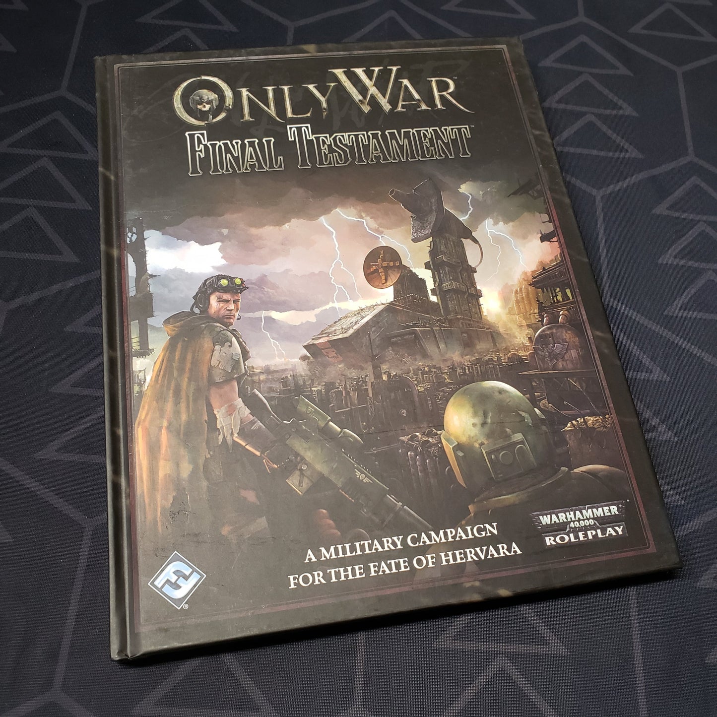 Image shows the front cover of the Final Testament book for the Only War roleplaying game