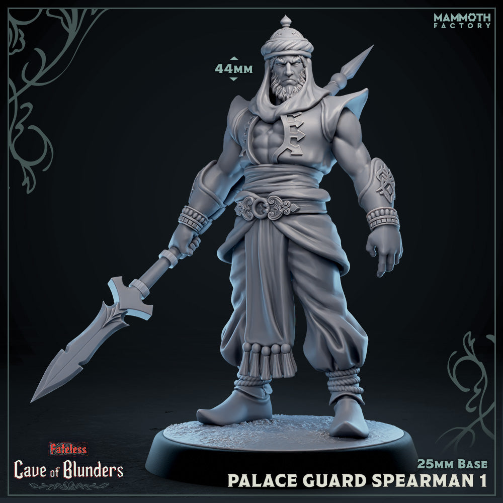 Image shows a 3D render of a desert palace guard gaming miniature.