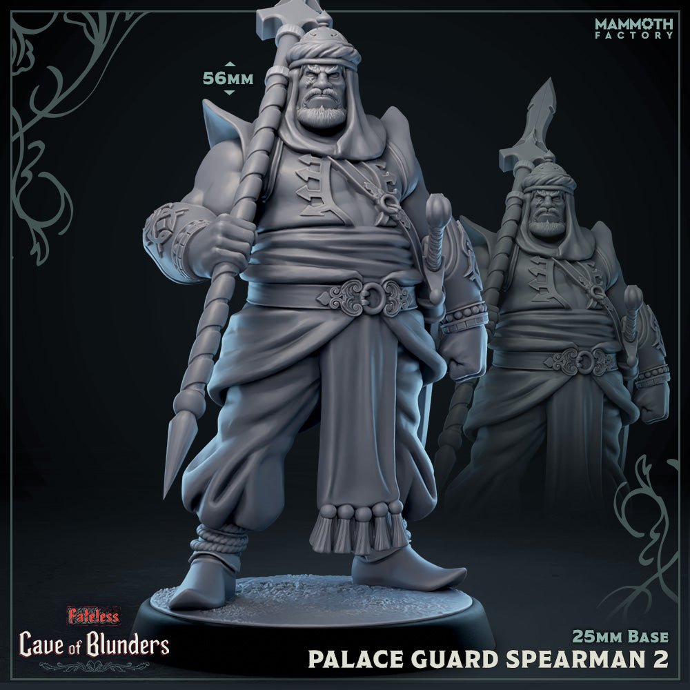 Image shows a 3D render of a desert palace guard gaming miniature.