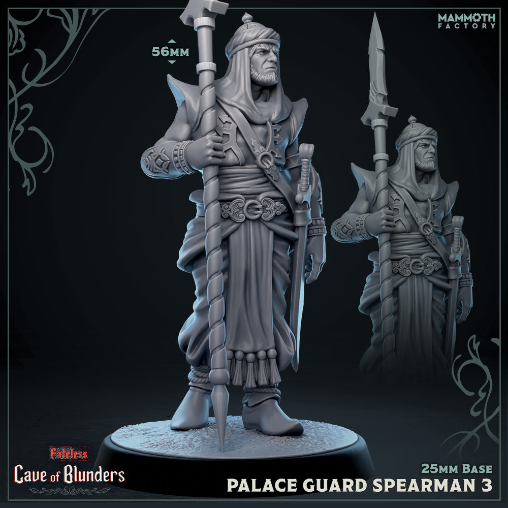 Image shows a 3D render of a desert palace guard gaming miniature.