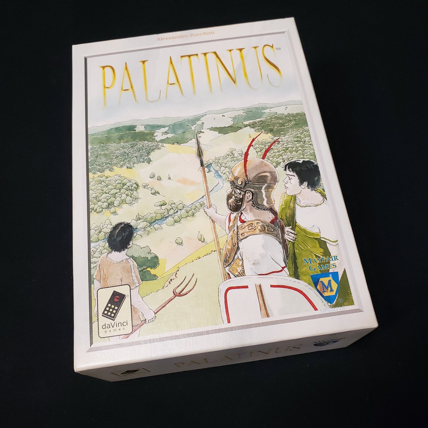 Image shows the front cover of the box of the Palatinus board game