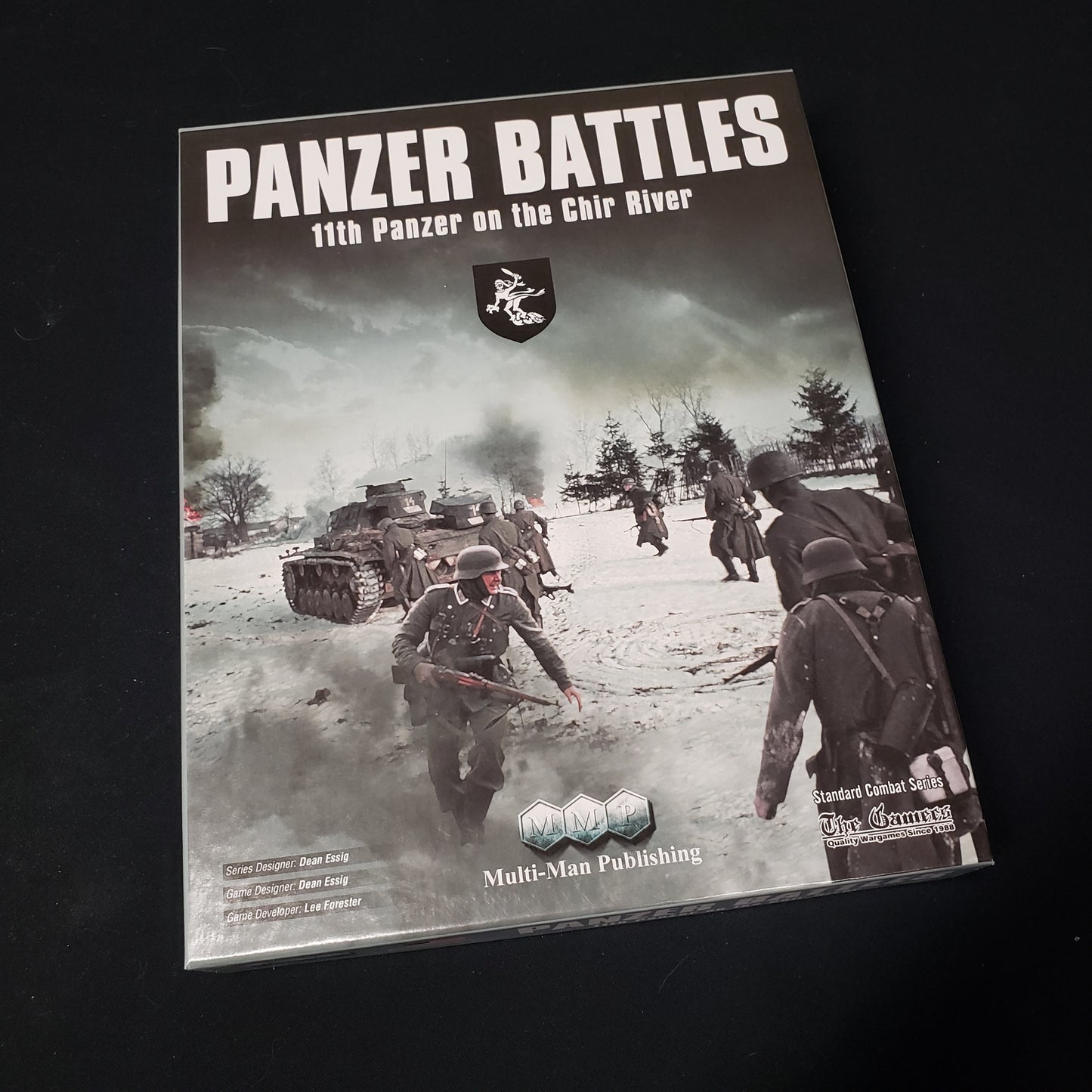 Image shows the front cover of the box of the board game Panzer Battles: 11th Panzer on the Chir River