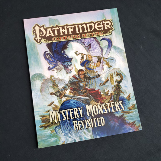 Image shows the front cover of the Mystery Monsters Revisited book for the Pathfinder 1E roleplaying game
